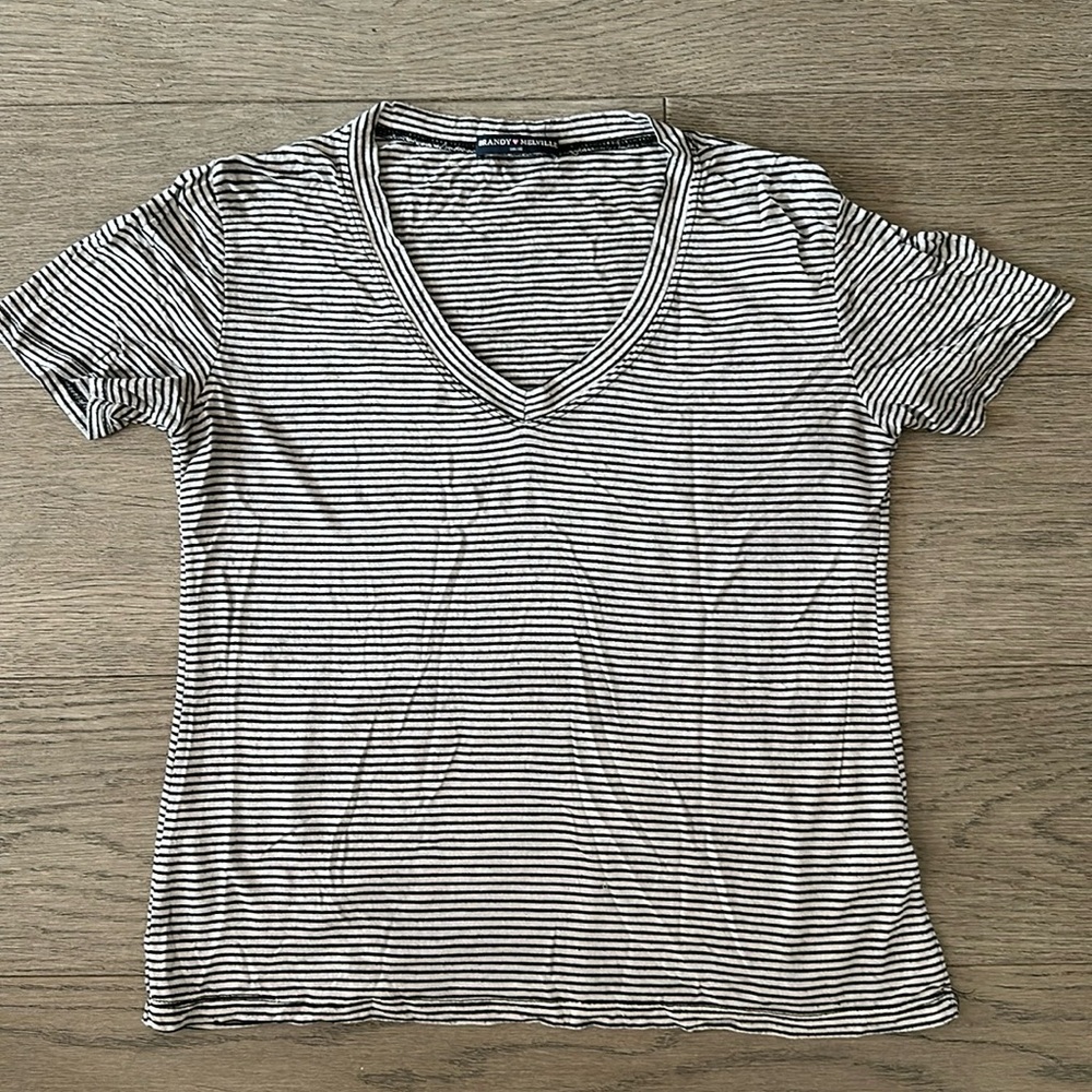 EUC Brandy Melville Black and White Striped Tee